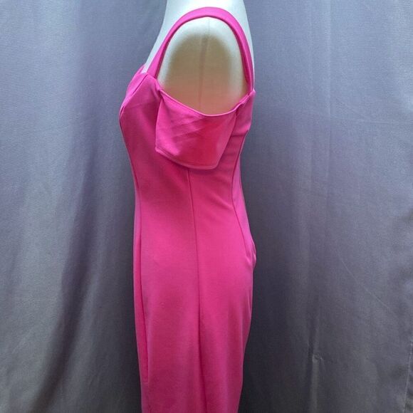 Bisou Bisou Barbie pink off/cold shoulder body con classic dress Sz 8 - Picture 5 of 14